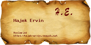 Hajek Ervin névjegykártya